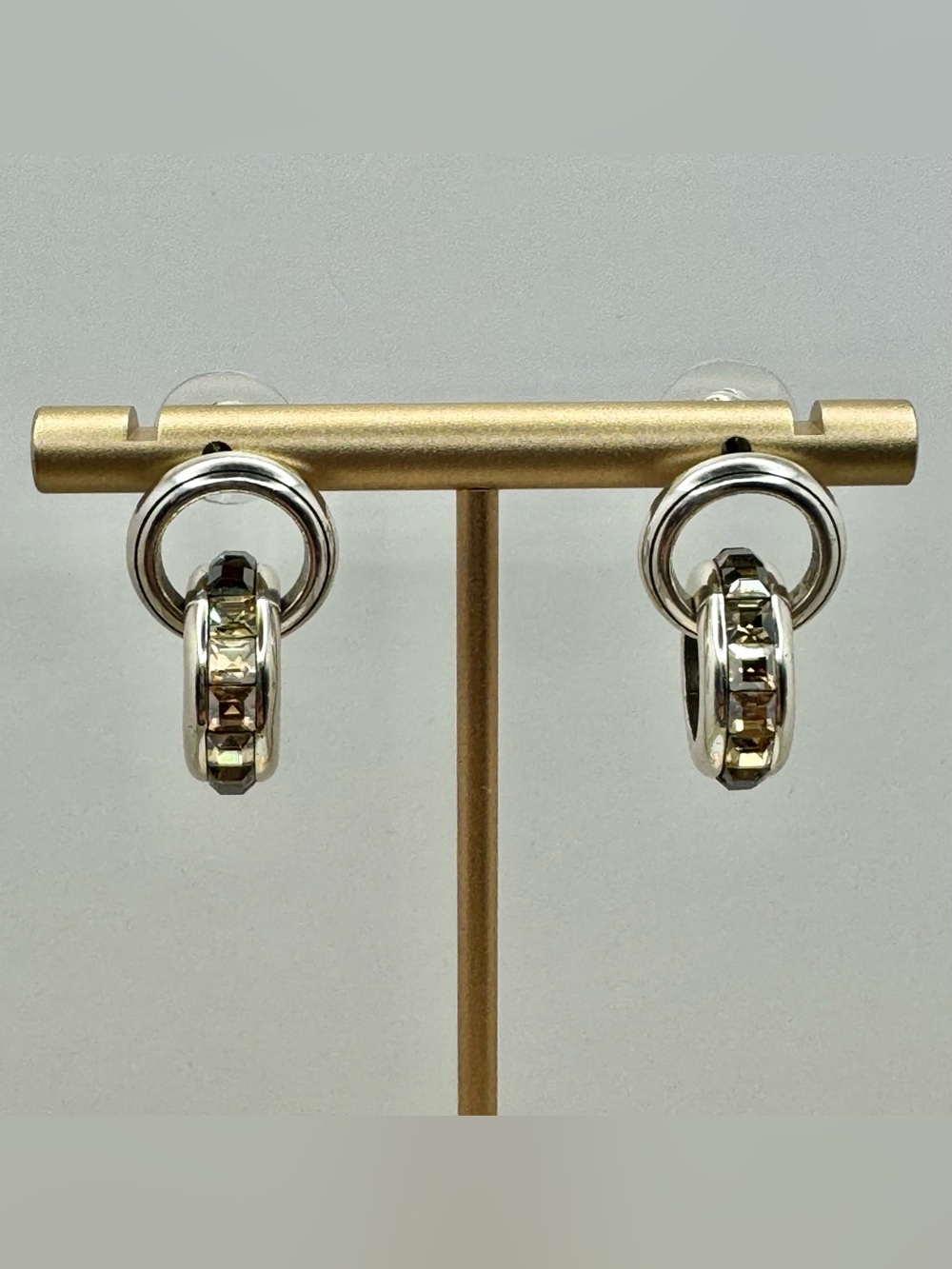 Brighton Topaz Spectrum Crystal Linked Hoop Earrings